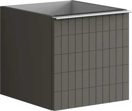 Cassettiera Pixel con 2 cassetti (1 interno) frontale Grid laccato opaco grigio carbone e maniglia alluminio brillante L.40 H.40 P.45,5 cm.
