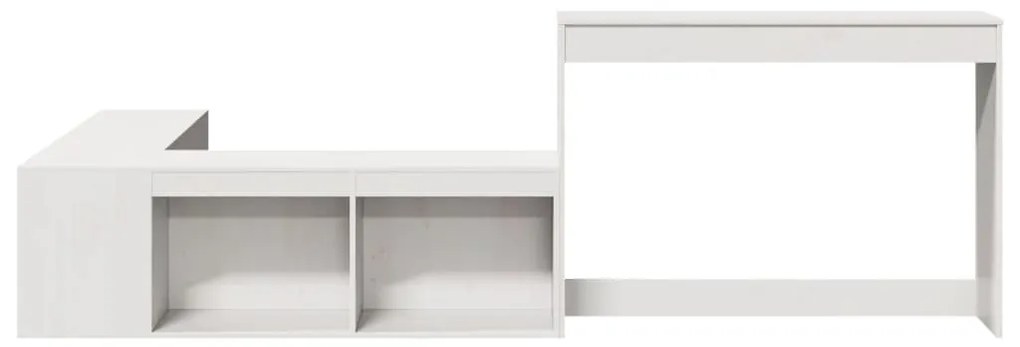 Comodino con scrivania bianco 232x112x75 cm in legno di pino