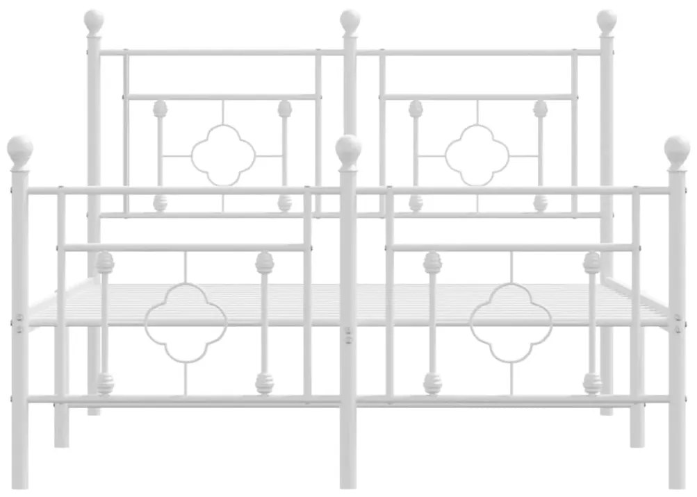 Giroletto con Testiera e Pediera Metallo Bianco 120x200 cm