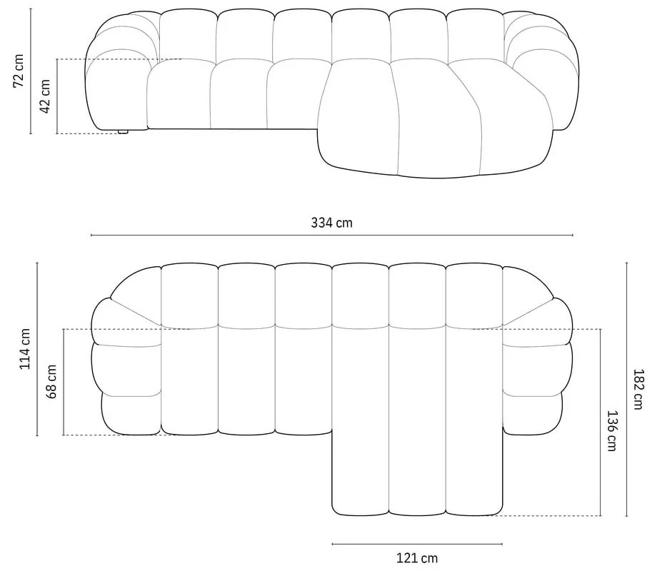 Divano angolare in verde chiaro (con penisola a destra) Diana – Micadoni