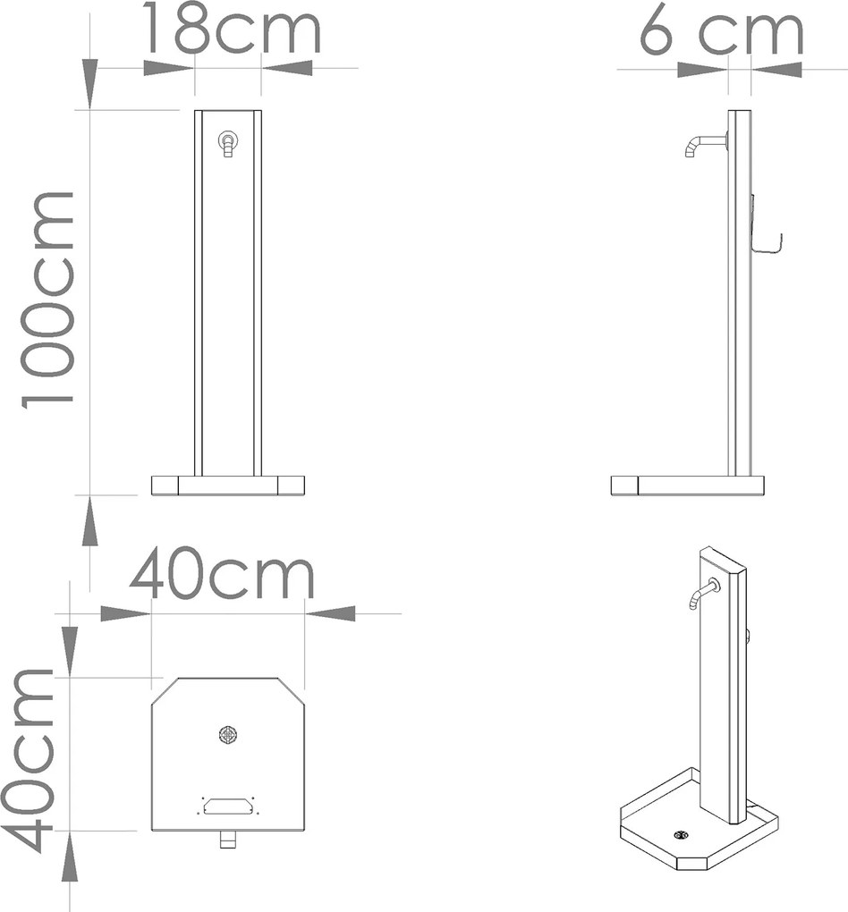 Fontana da Giardino Design a Colonna Ovale Rubinetto in Ottone e Base con Ciottoli Corten...