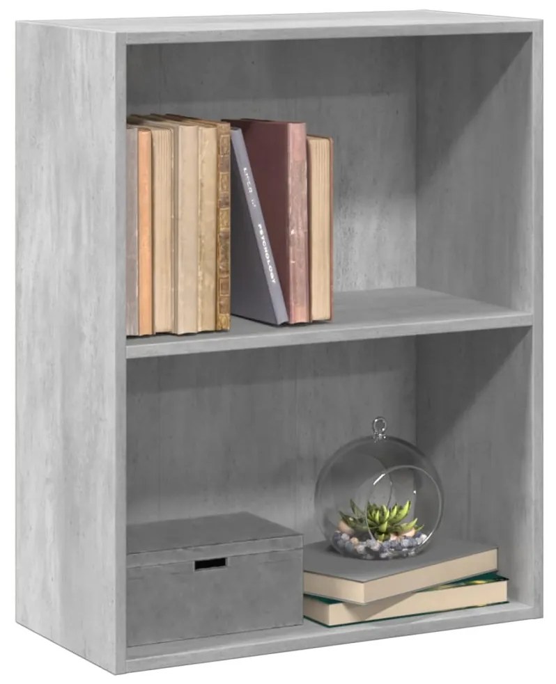 Libreria 2 ripiani grigio cemento 60x30x76,5 legno multistrato