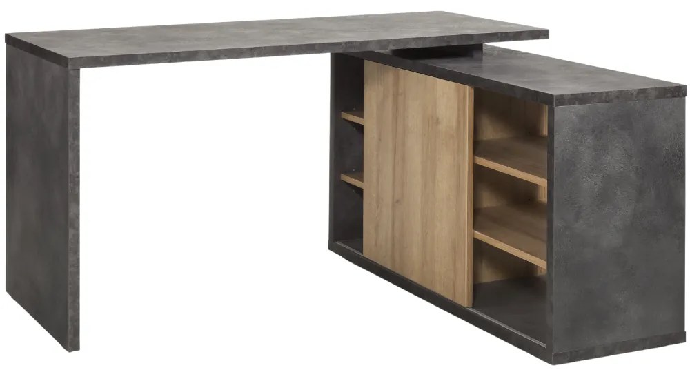 Scrivania Pc Ufficio Angolare Tavolo per Computer con Mobiletto Salvaspazio 1 Anta 6 Ripiani, in Legno cm 150x120x74