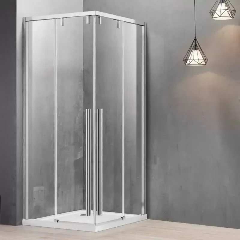 Kamalu - Box doccia 100x100 angolare scorrevole altezza 200 h vetro 8mm | KSA1000