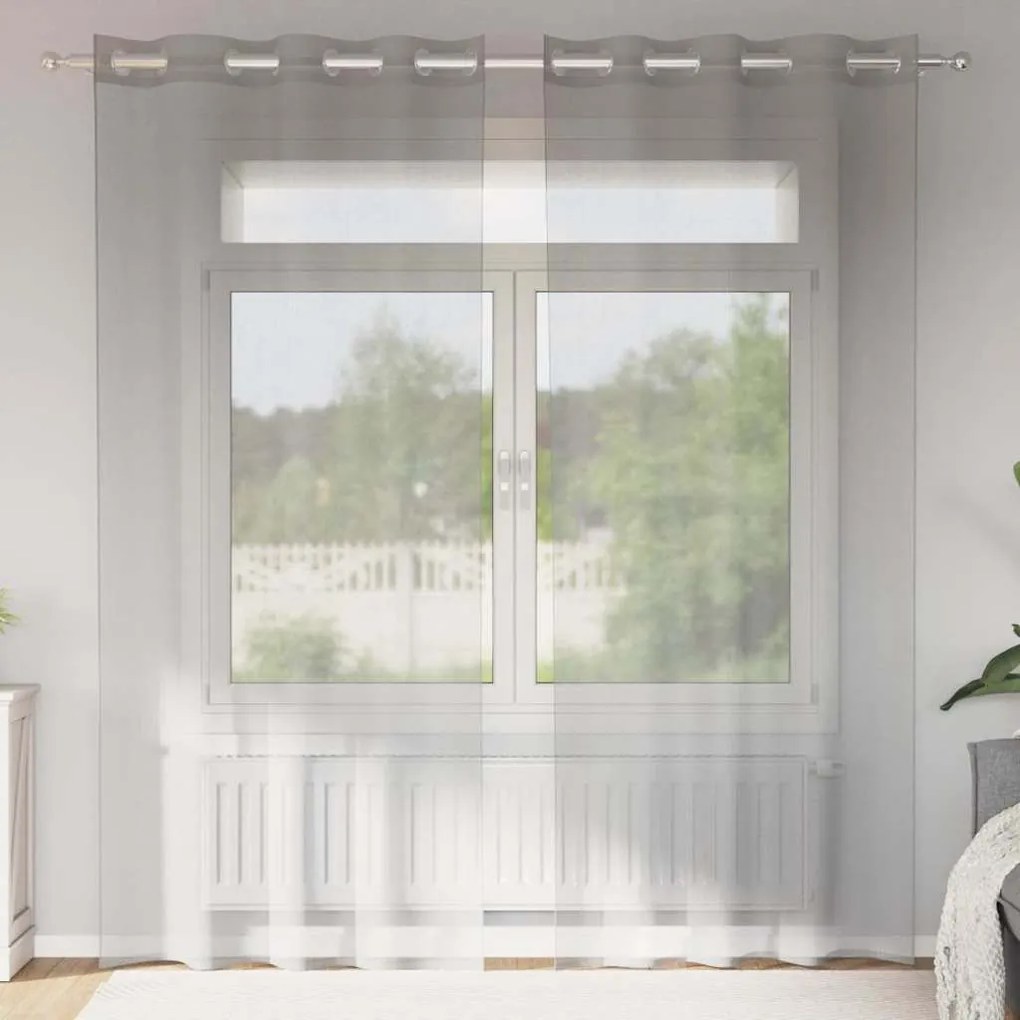 Tende İn Voile Con Occhielli 2 Pz Grigio Chiaro 140x245 Cm /