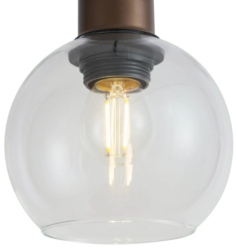 Lampada a sospensione moderna bronzo con vetro trasparente per sistema a binario monofase - Iconic Lava