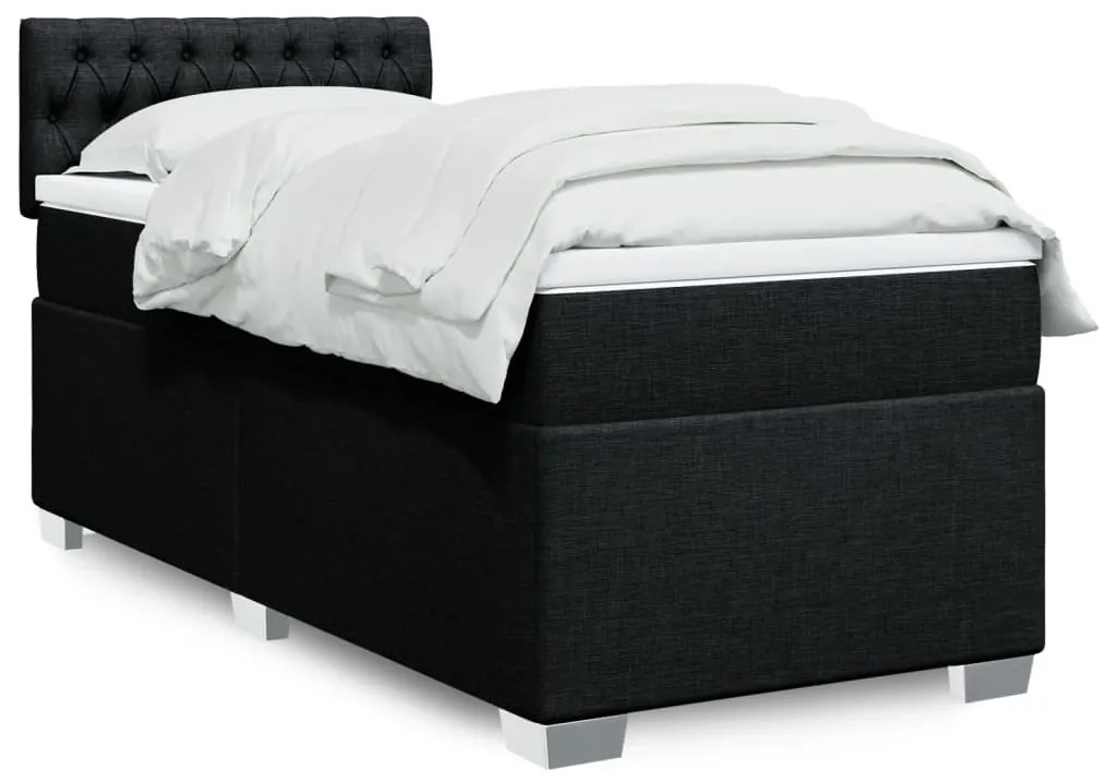 Giroletto A Molle Con Materasso Nero 90x190 Cm İn Tessuto /