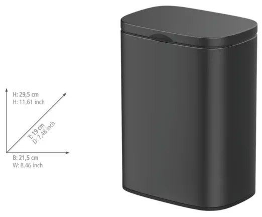 WENKO 25338100 - Cestino SARE 21,5x29,5 cm, nero