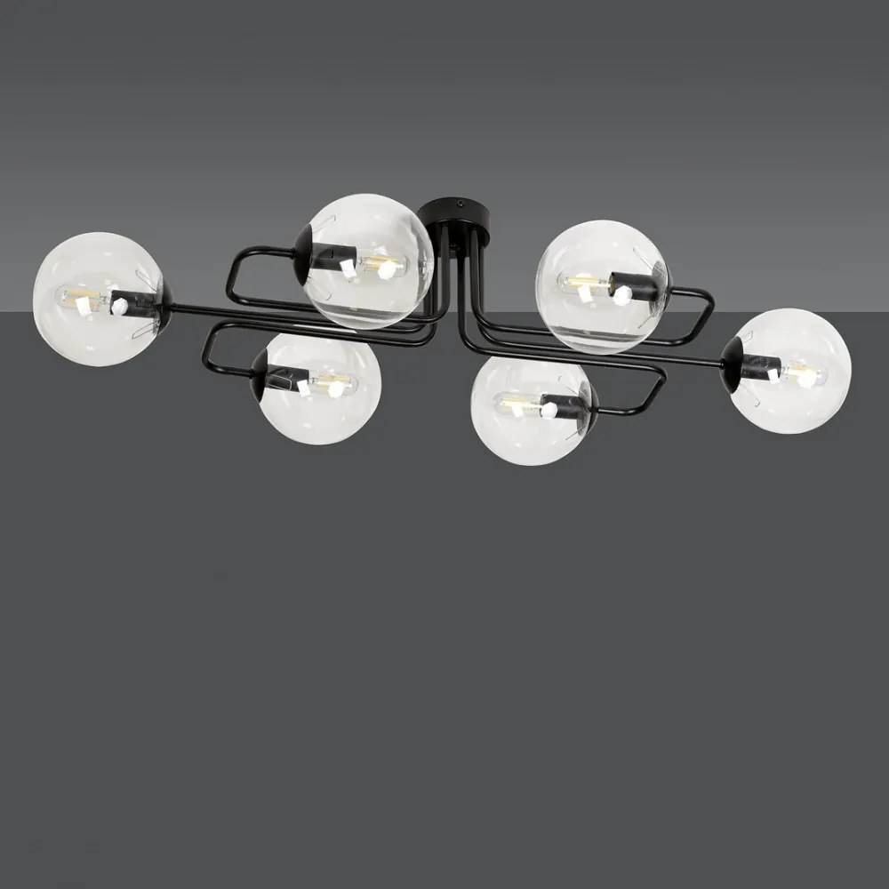 Lampadario da soffitto BRENDI 6 in acciaio e vetro 6xE14 Colore del corpo Trasparente