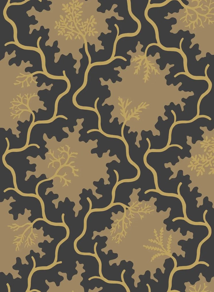 Cole & Son Carta da parati Moss Trellis - Black and Gold