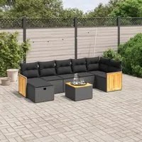 Set Divani da Giardino con Cuscini 8 pz Nero in Polyrattan 3265752