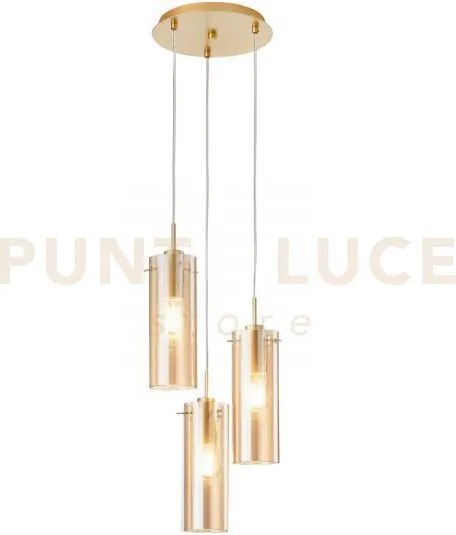 Lampadario a sospensione magic oro e ambra 3 luci attacco e27 27,3x...