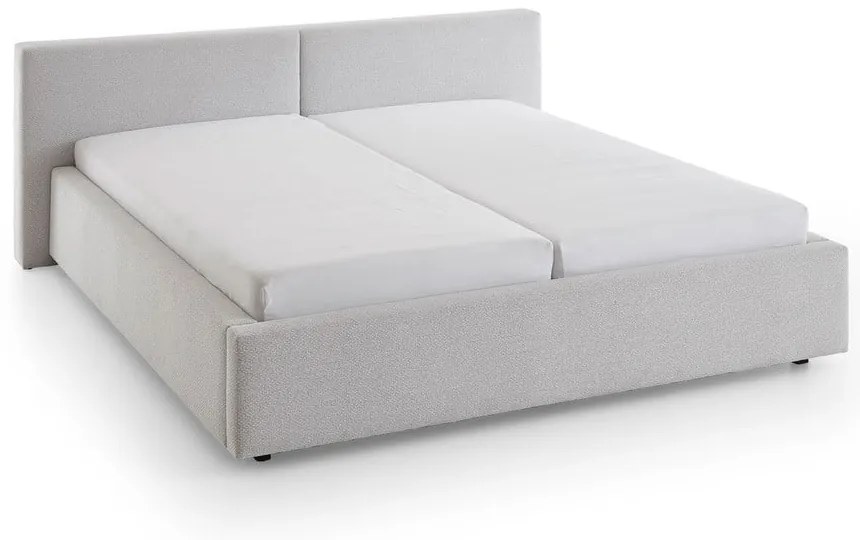 Letto matrimoniale imbottito grigio chiaro con contenitore con rete inclusa 140x200 cm Cube – Meise Möbel