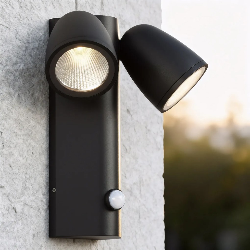 Applique da Esterno IP65 2xGU10 con Sensore movimento AXIS - Nera
