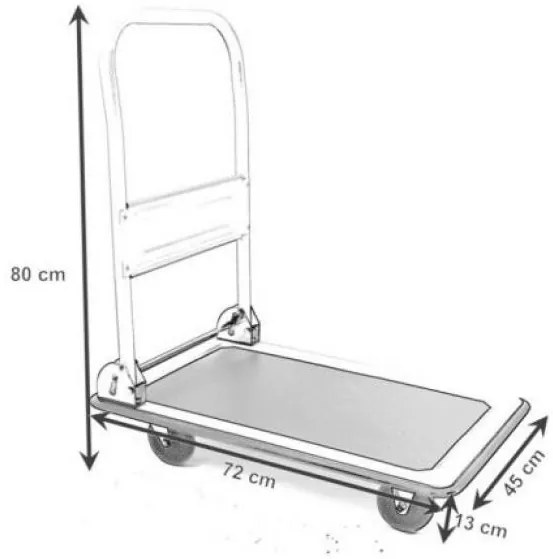 Carrello a piattaforma per il trasporto, 4 ruote, portata 150 kg