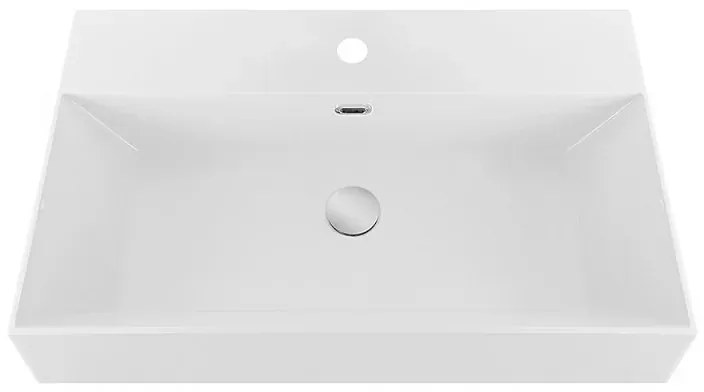 Lavabo sospeso rettangolare in resina 60 cm bianco lucido Loto