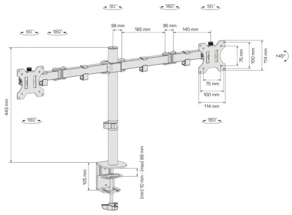 CONNECT IT CMF-3203-BK - Supporto universale per 2 monitor 13-32” nero