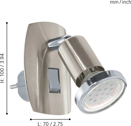 Eglo 902364 - Lampada a spina LED MINI 1xGU10/2,8W/230V cromo opaco