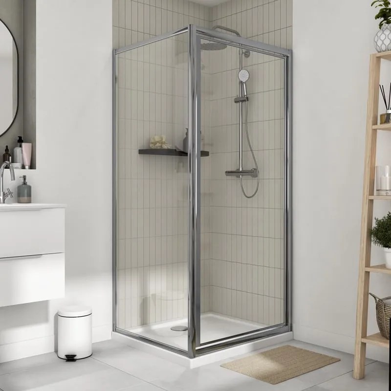 Lato fisso per box doccia Essential L 80 x H 185cm, Sp. 4 mm vetro vetro senza finitura / trasparente profilo in alluminio cromato