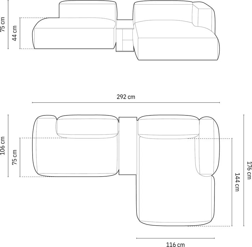 Divano angolare componibile blu scuro (con penisola a destra/con chaise lounge) con rivestimento in velluto Martina – Micadoni