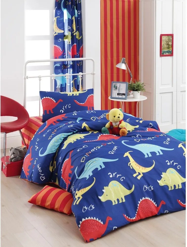 Set copripiumino e federa da bambini blu per letto singolo 140x200 cm Dinazorus – Mijolnir