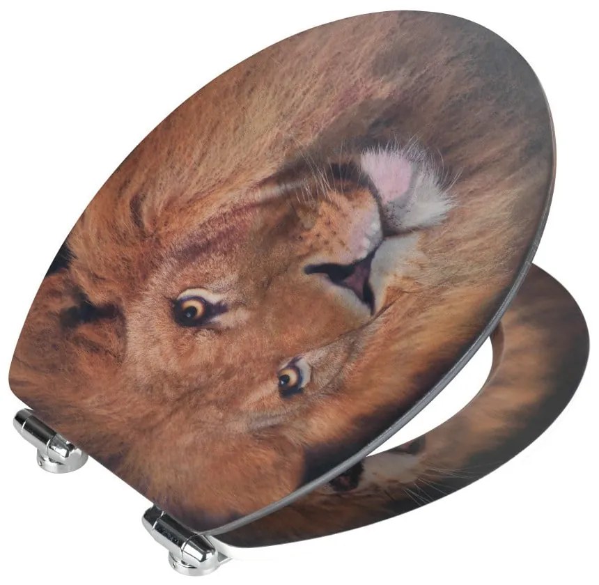 Sedile per wc con immagine 3D e chiusura facilitata , 44,5 x 38 cm Lion - Wenko