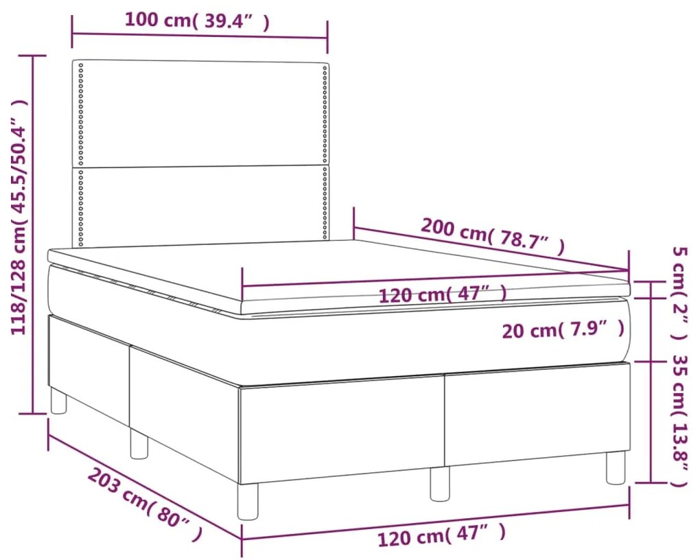 Giroletto a Molle con Materasso Crema 120x200 cm in Tessuto