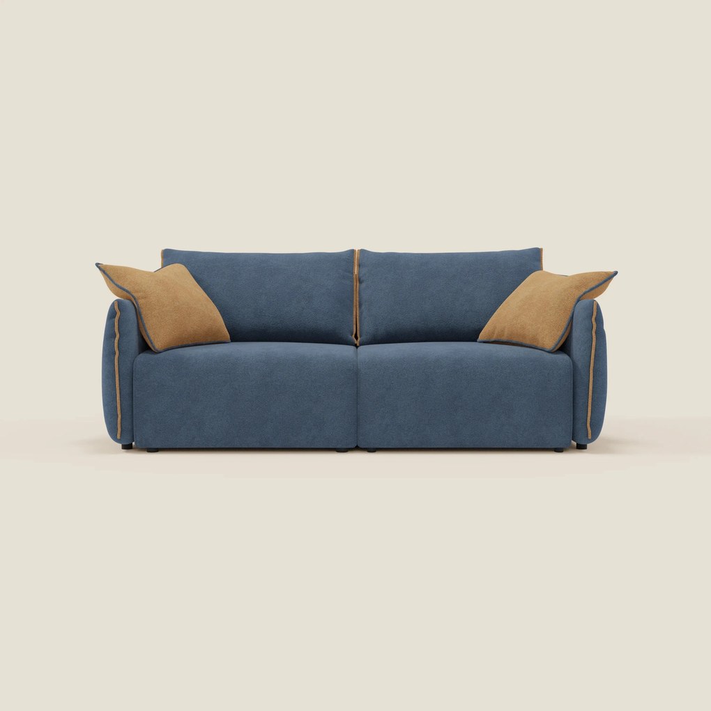 Flexar divano con sedute allungabili e schienale in piuma in morbido bouclé impermeabile T07 blu - arancio