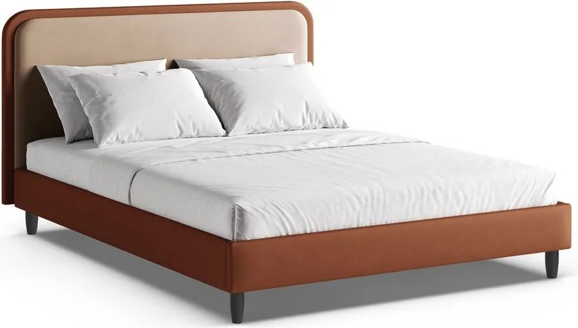 Letto matrimoniale imbottito color mattone con rete inclusa 140x200 cm Aveline – Micadoni