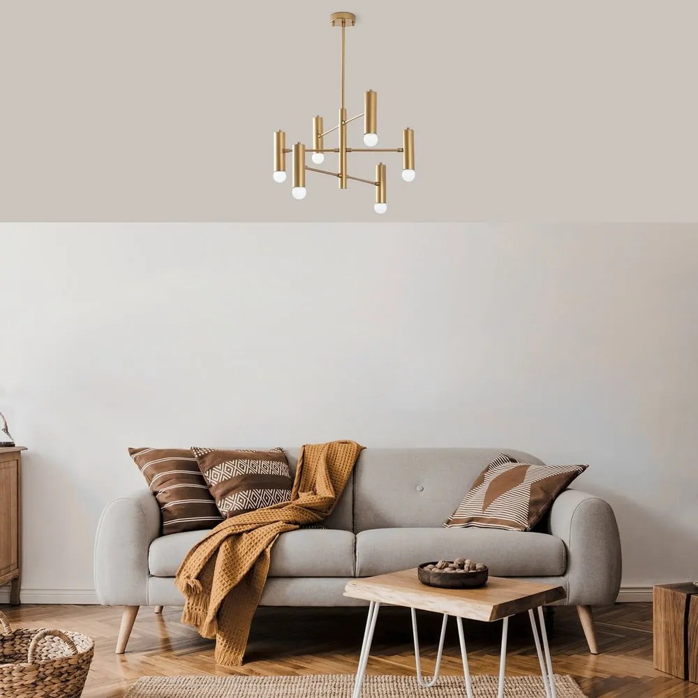 Lampadario dorato con paralume in metallo Gharib – Opviq lights
