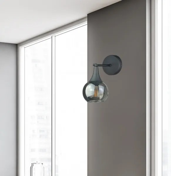 Applique STAR 1xE27/60W/230V nero/fumé nero