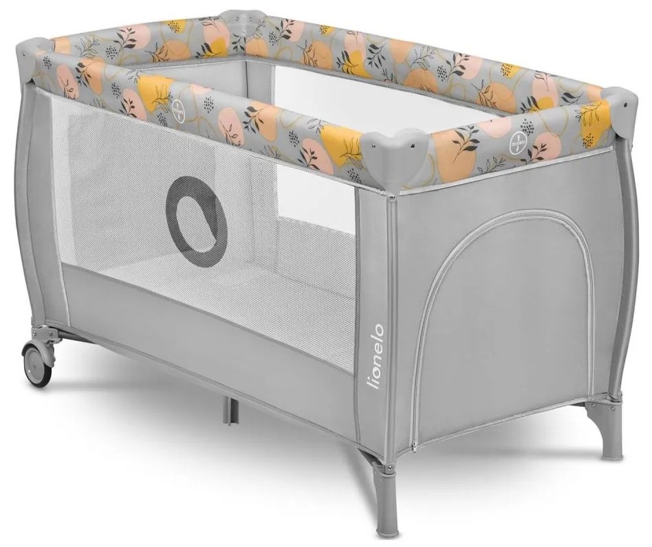 Lionelo - Lettino da viaggio STEFI PLUS Rosa/Giallo