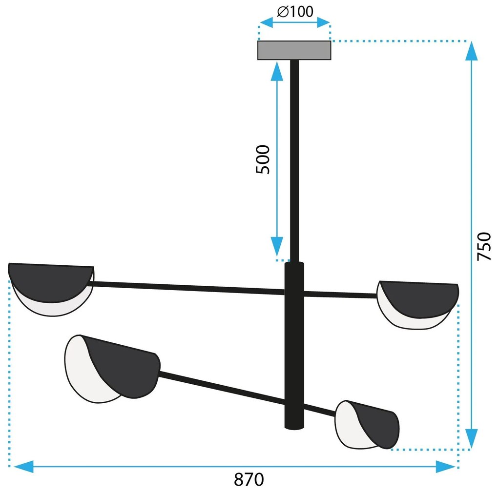 Lampada da soffitto APP1260-4CP BLACK