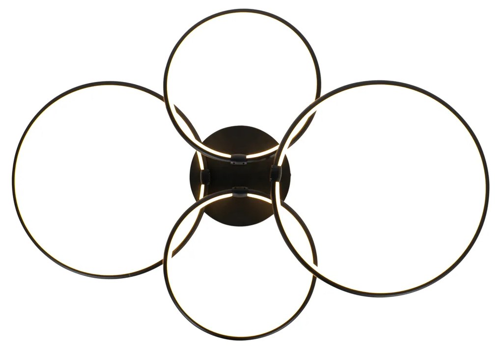 Plafoniera nera con LED dimmerabile a 3 livelli 4 luci - Joaniqa