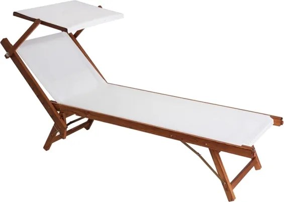 Lettino Prendisole In Alluminio Effetto Legno 61x186x40 Cm Wooden Telo Bianco