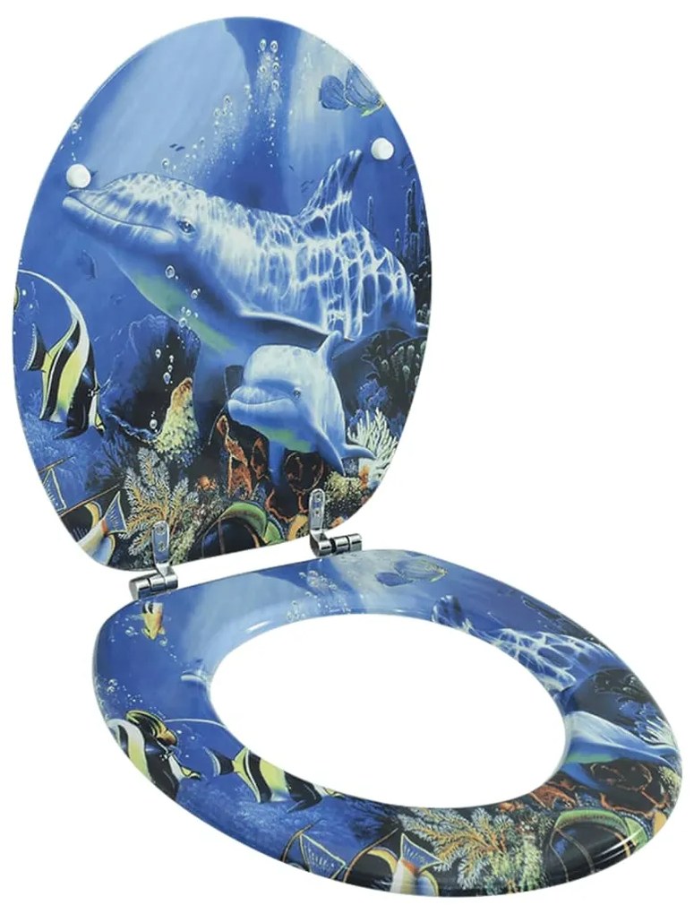 Sedile Wc İn Mdf Con Coperchio Design Delfini /