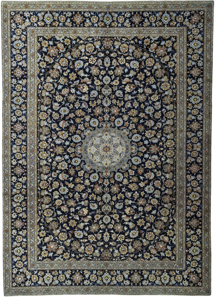Kashan Tappeto persiano 430 x 310 Blu (Iran) Annodato A Mano