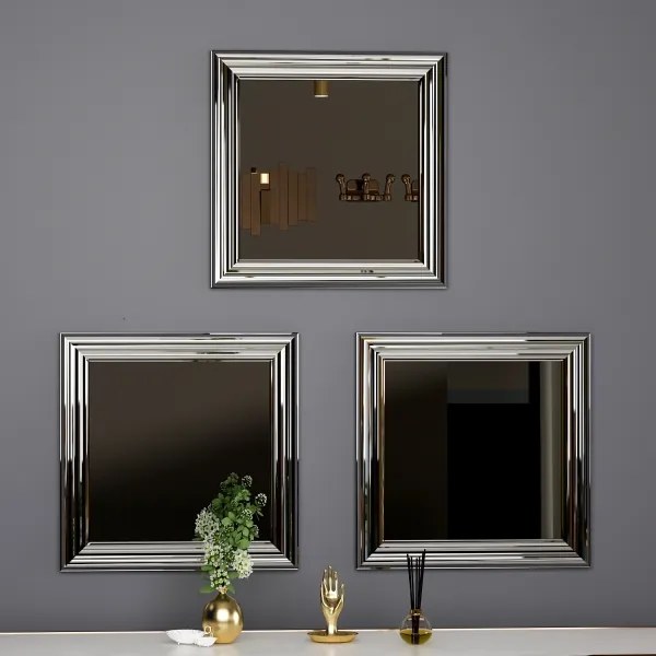 SET 3x Specchio da parete OTTO 40x40 cm argento
