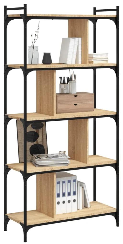 Libreria rovere sonoma 5 ripiani 76x32x158 cm legno multistrato