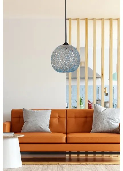 Lampadario su corda  JUTE 1xE27/60W/230V blu