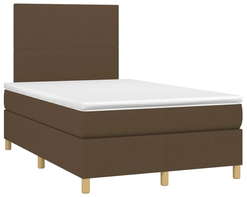 Letto a molle materasso e led marronescuro 120x190cm in tessuto
