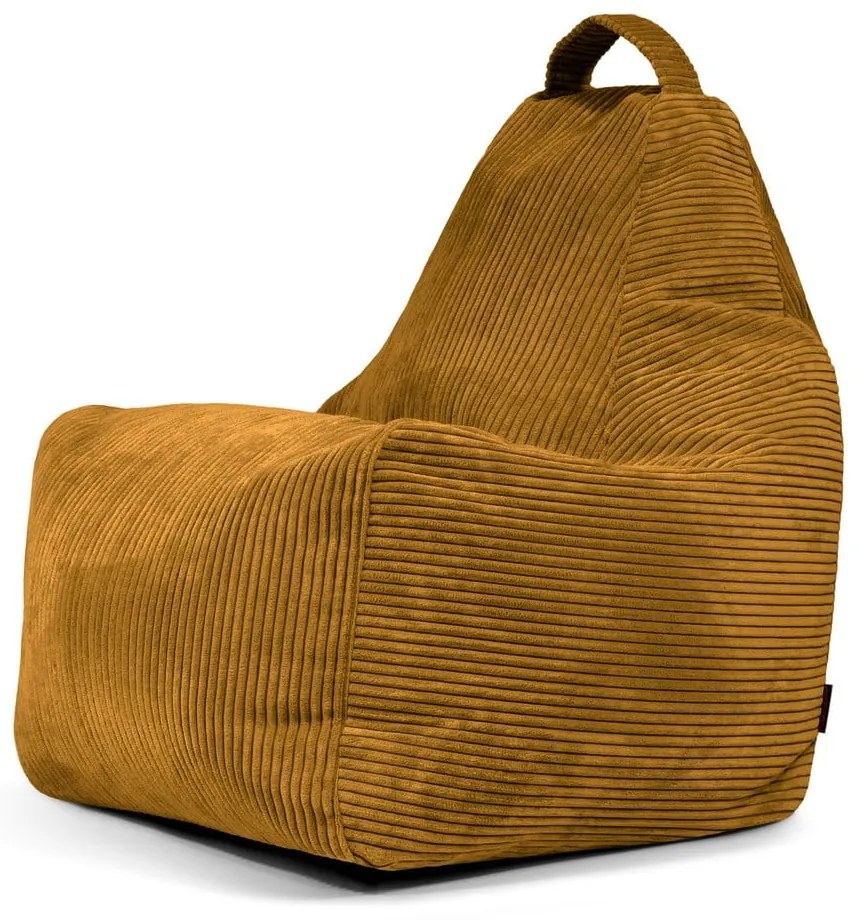 Puof a sacco color senape con rivestimento in velluto a coste Play Amuse – SLOWDOWN