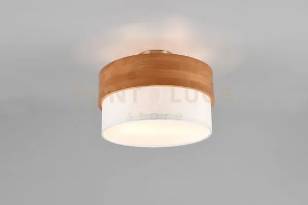 Seasons plafoniera legno naturale e paralume bianco d. 30cm 2 luci ...