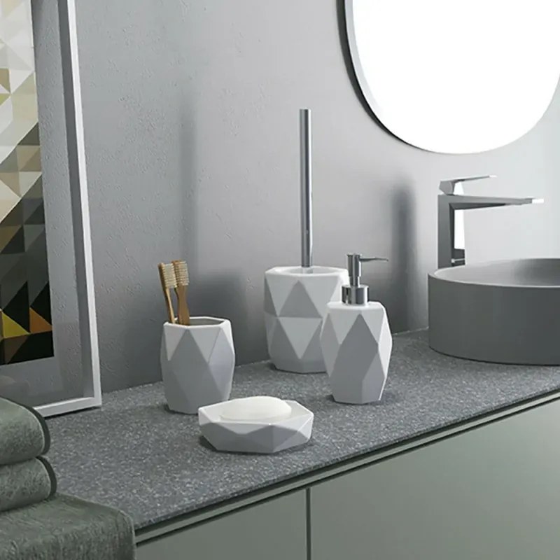 Portascopino bagno dappoggio bianco Gedy serie Dalia in ceramica