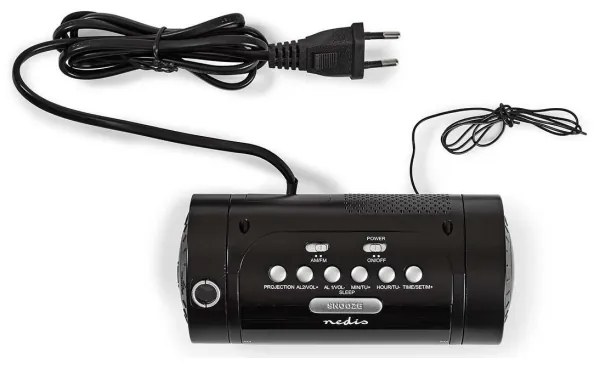 Nedis CLAR005BK - Radiosveglia con display LED e proiettore 230V