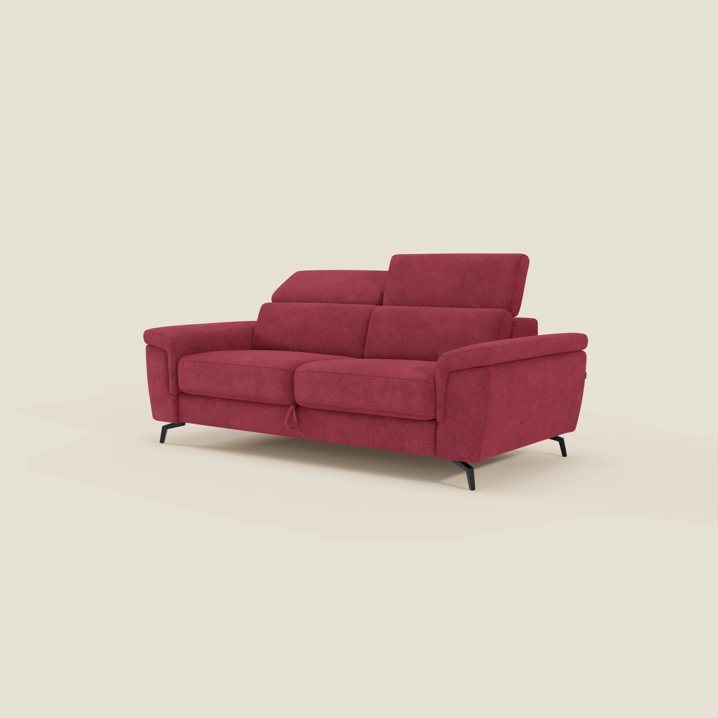 Estro Divano 3 posti con pouf estraibile - poggiatesta reclinabili in tessuto impermeabile T14 rosso