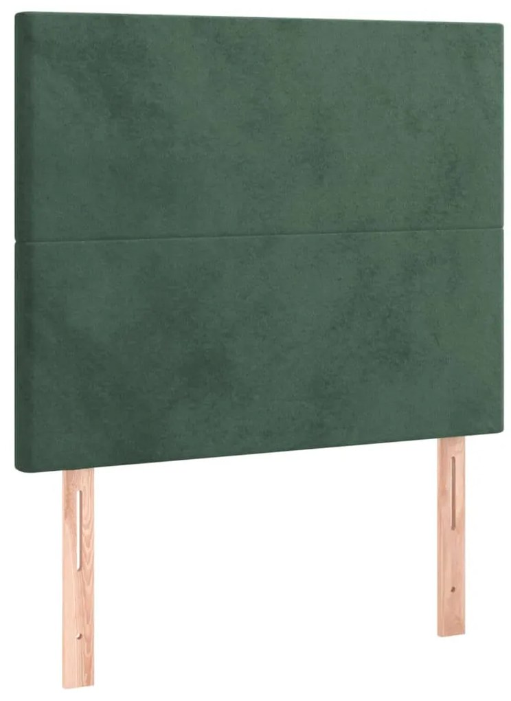 Testiera 2 pz verde scuro 90x5x78/88 cm in velluto