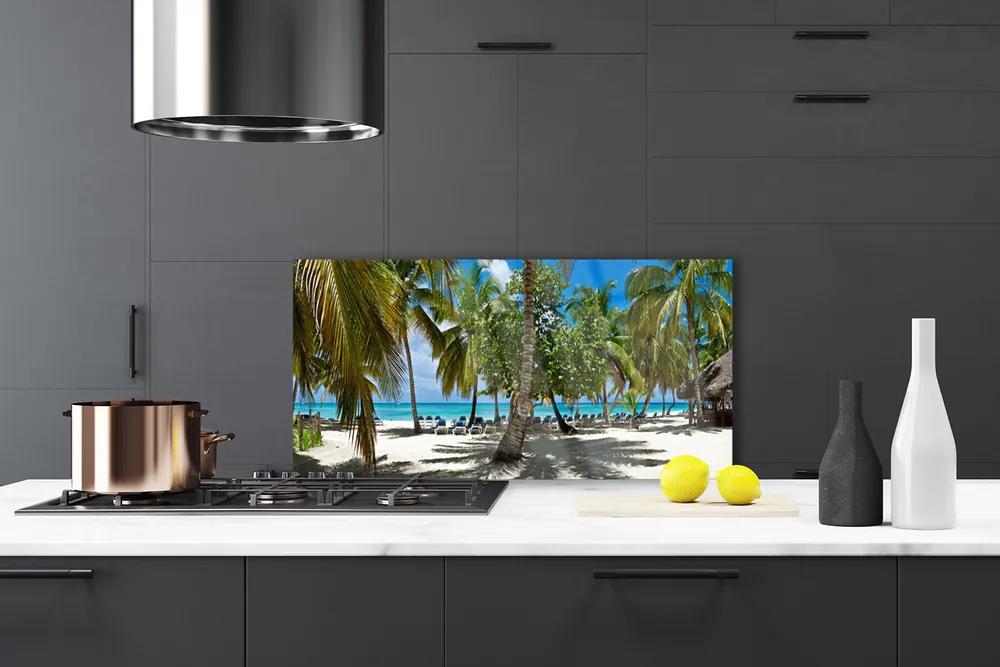 Schienali cucina Paesaggio delle palme della spiaggia 100x50 cm