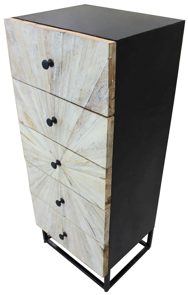 SPIRAL - cassettiera 5 cassetti legno e ferro