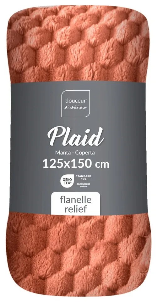 Coperta color terracotta in microflanella 125x150 cm Mini Frosty – douceur d'intérieur